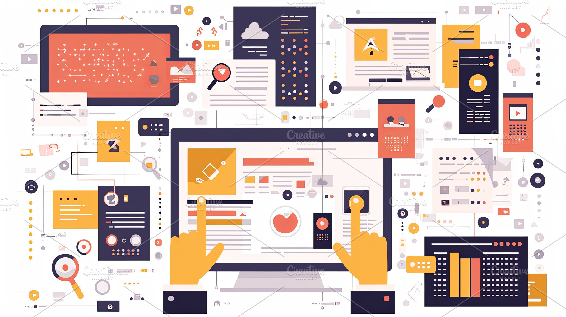 Illustration of user interface and user experience design with colorful digital, a Photo by AS photostudio