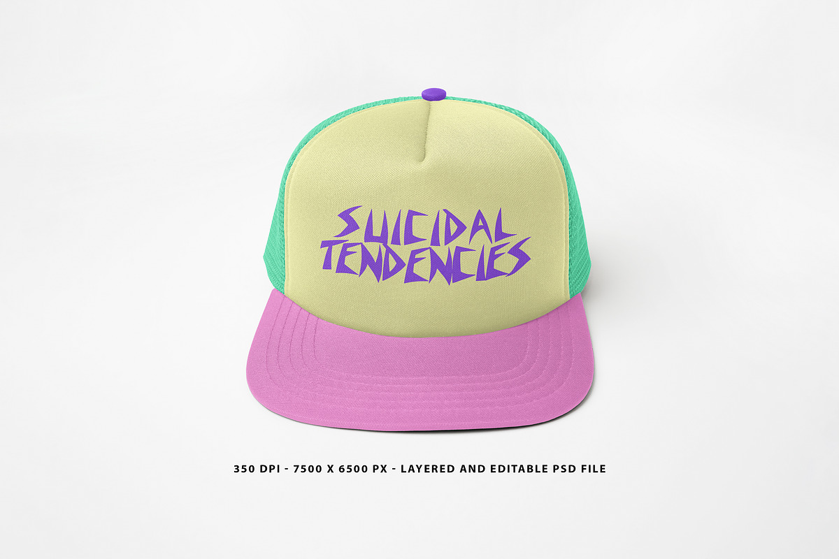 Realistic Trucker Hat Mockup, a Hat Mockup by Uncentrifuged Pressure (Photo 10 of 19)