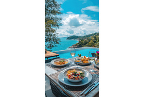 Dining by the ocean with a view, a Nature Photo by Beautiful things