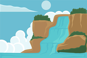 waterfall vector illustration design, a Seasonal Illustration by zyxroun shop