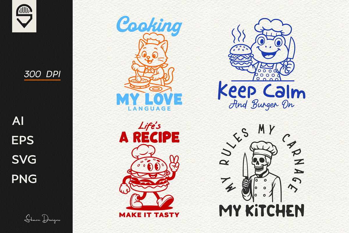 Funny cooking quote & chefs bundle, a Graphic by shaondesigns (Photo 1 of 5)