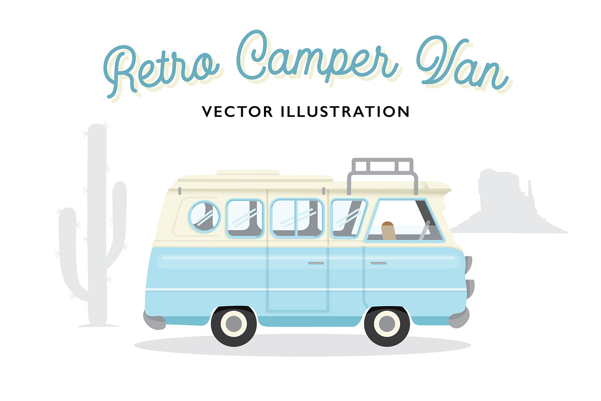 Retro Camper Van Vector, an Illustration by the cabin supply co