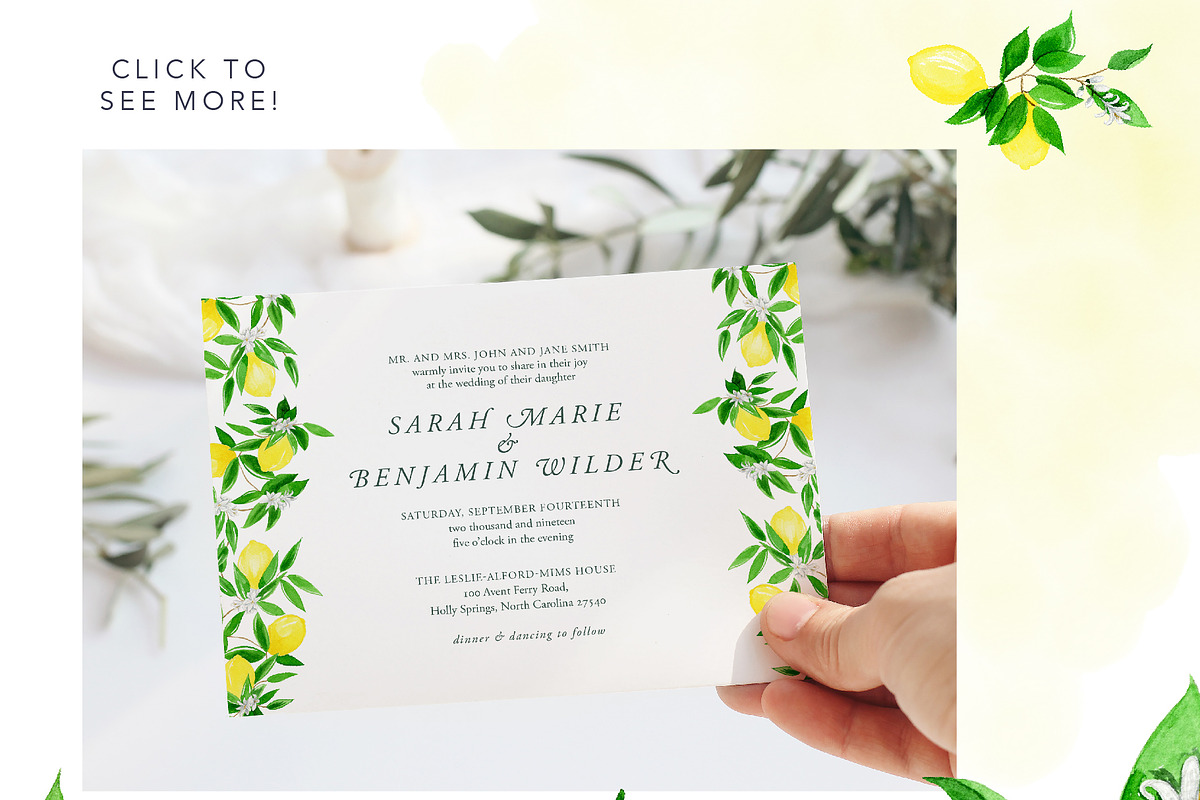 Juicy Watercolor Lemon Set, an Illustration by One and Only Paper (Photo 2 of 9)