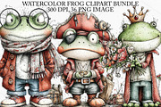 Watercolor Frog Clipart Bundle, an Illustration by Canvas Craft (Thumbnail 1 of 7)