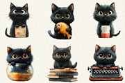 Quirky Funny Black Cat Clipart, an Illustration by OK Design (Thumbnail 4 of 4)