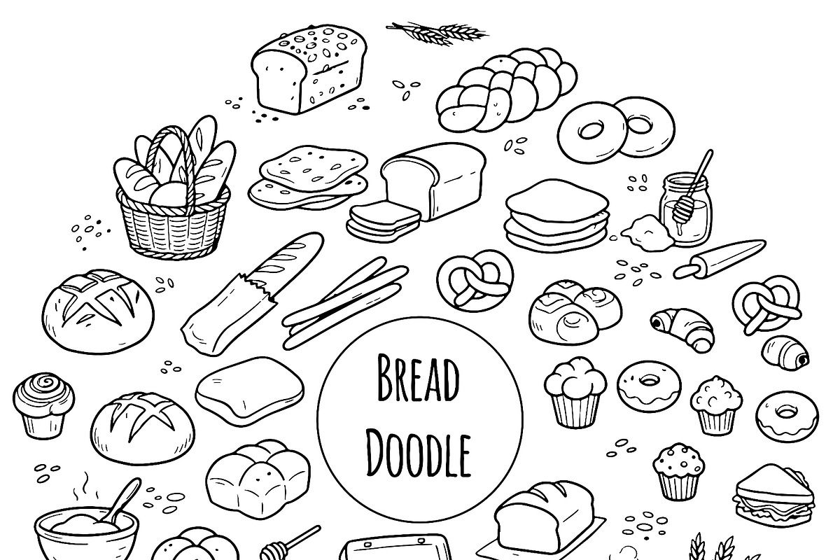 French bakery bread doodles, hand, an Object Illustration by Voodz_shop (Photo 3 of 3)