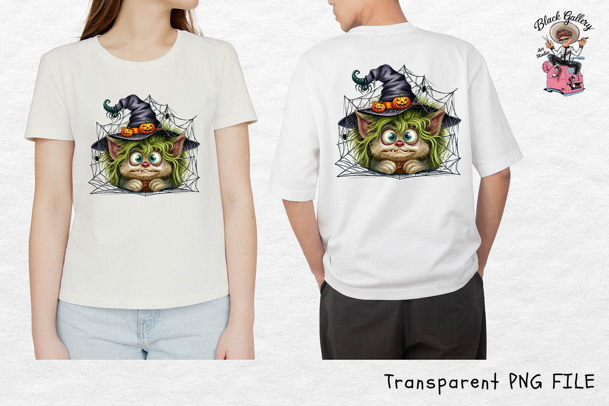 Witch Cat Clipart PNG Bundle, an Illustration by Clipart Bloom (Photo 11 of 14)