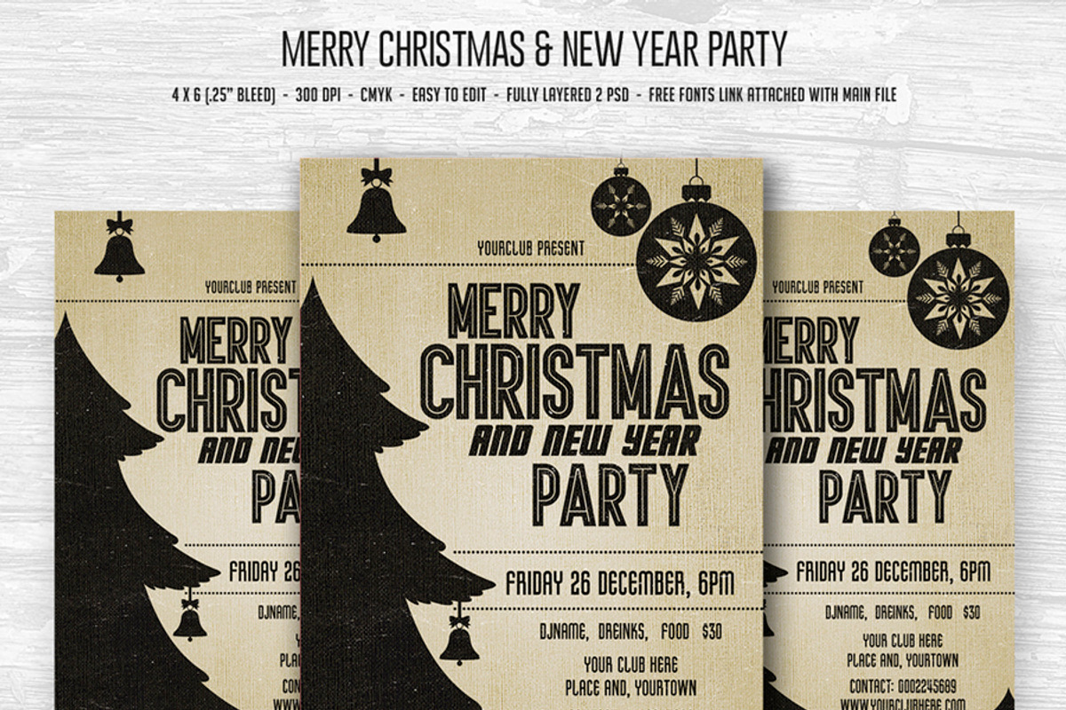 Christmas & New year Flyer Bundle, a Flyer Template by DesignWorkz (Photo 3 of 5)