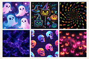 Neon Halloween Digital Paper, a Pattern Graphic by Libby Wishes (Thumbnail 6 of 6)