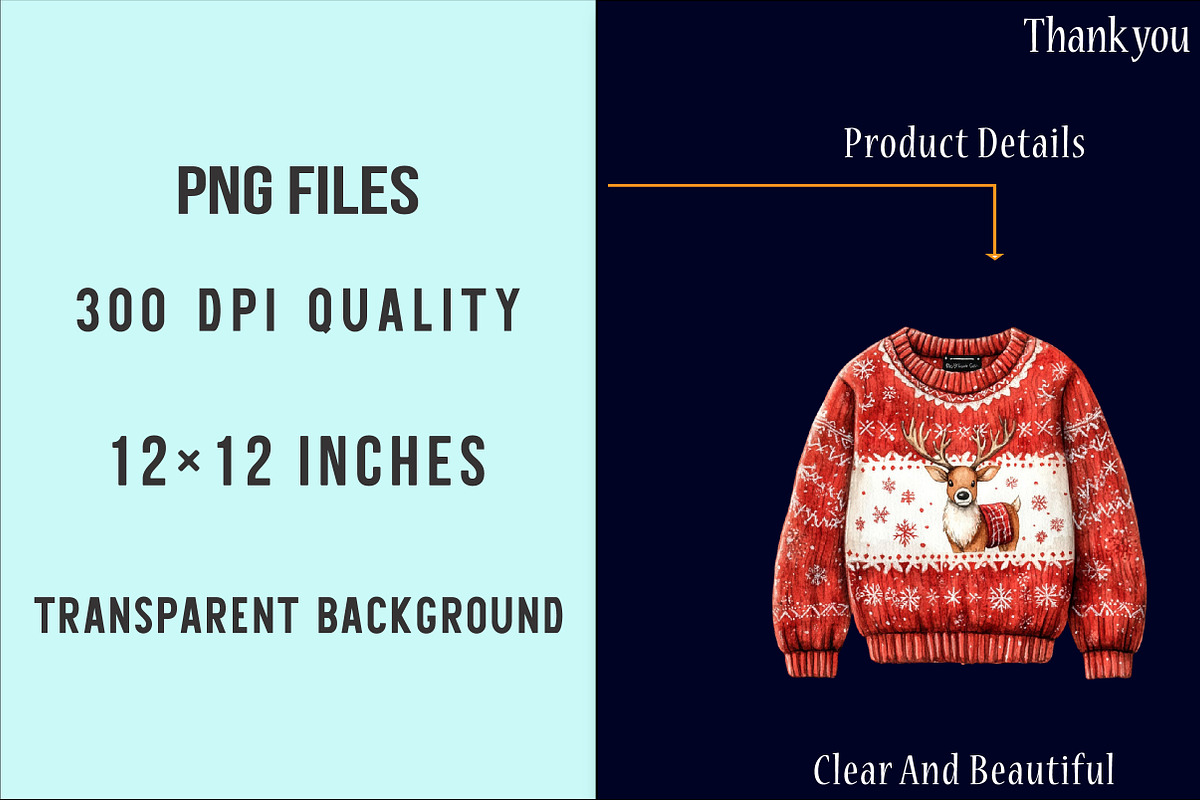 Ugly Christmas Sweater Clipart PNG, an Illustration by SinaCreation (Photo 7 of 7)