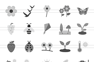 50 Seasons Greyscale Icons