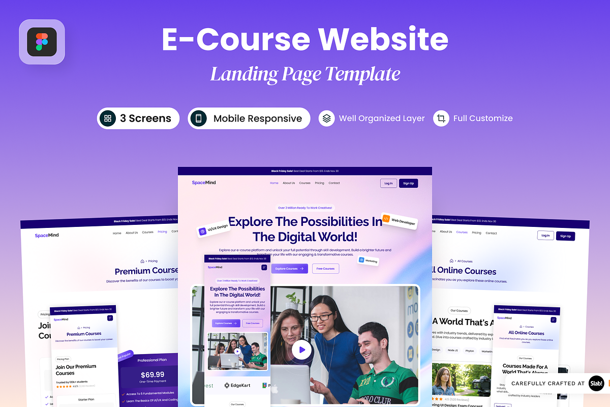 SpaceMind - E-Course Website, a Landing Page Template by SLAB! Design (Photo 1 of 5)