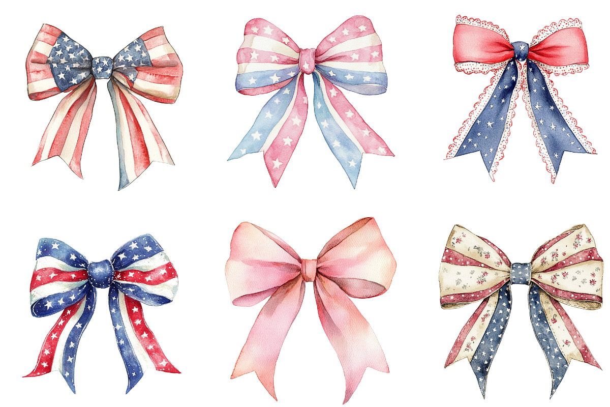 Coquette Bow USA Flag Sticker, an Illustration by DreamArtGraphic (Photo 4 of 4)