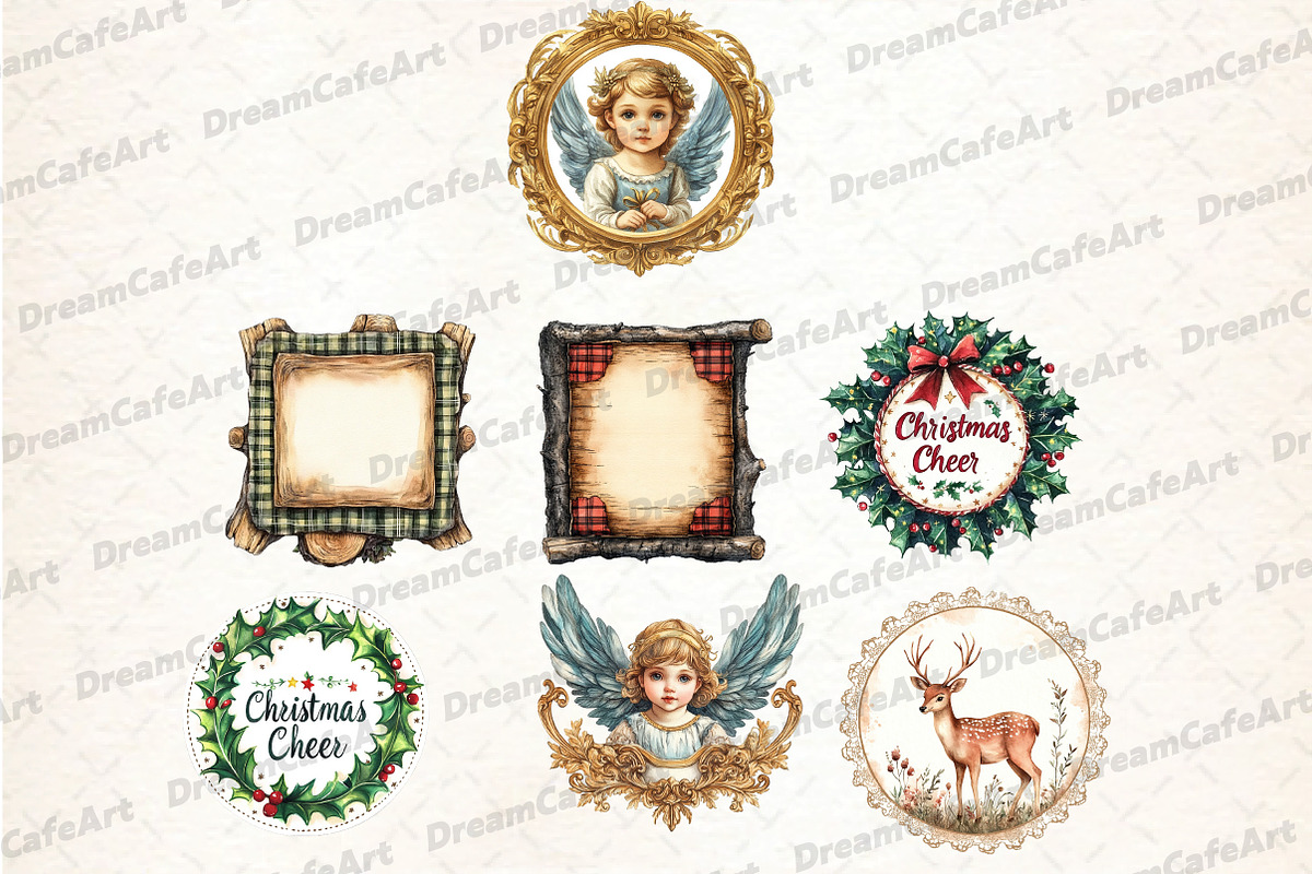Vintage Christmas Label Sublimation, an Illustration by DreamCafeArt (Photo 4 of 5)