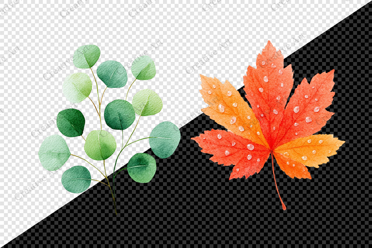 Watercolor Leaves Clipart Set, an Illustration by Creative Art (Photo 9 of 10)