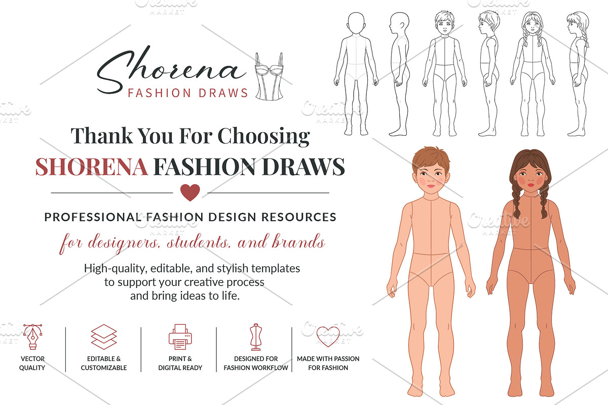 Kids Fashion Croquis Bundle, a Person Illustration by Shorena Fashion Draws (Photo 13 of 13)