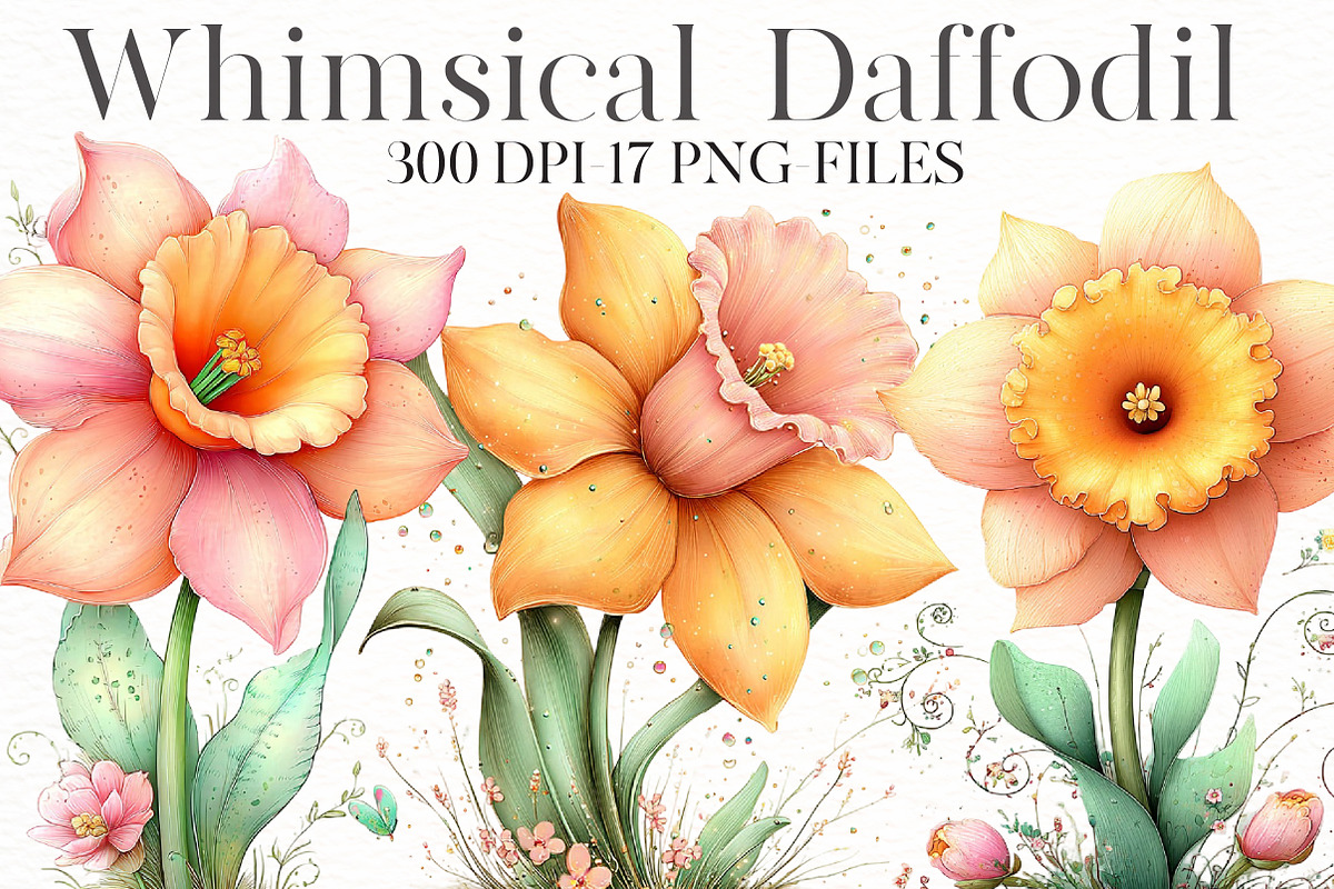 Whimsical daffodil Clipart, an Illustration by Designworld (Photo 1 of 7)