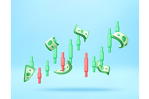 3d rising trading chart with paper, a Finance Illustration by Abscent