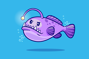 Cute Anglerfish Swimming In Ocean, an Animal Illustration by Catalyst Labs