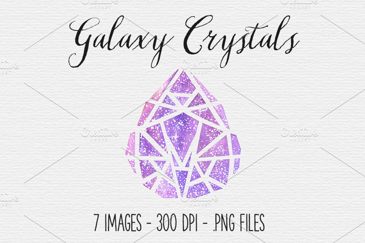 Watercolor Galaxy Crystal Clipart, an Illustration by TigerlilyDesignCo (Photo 1 of 2)