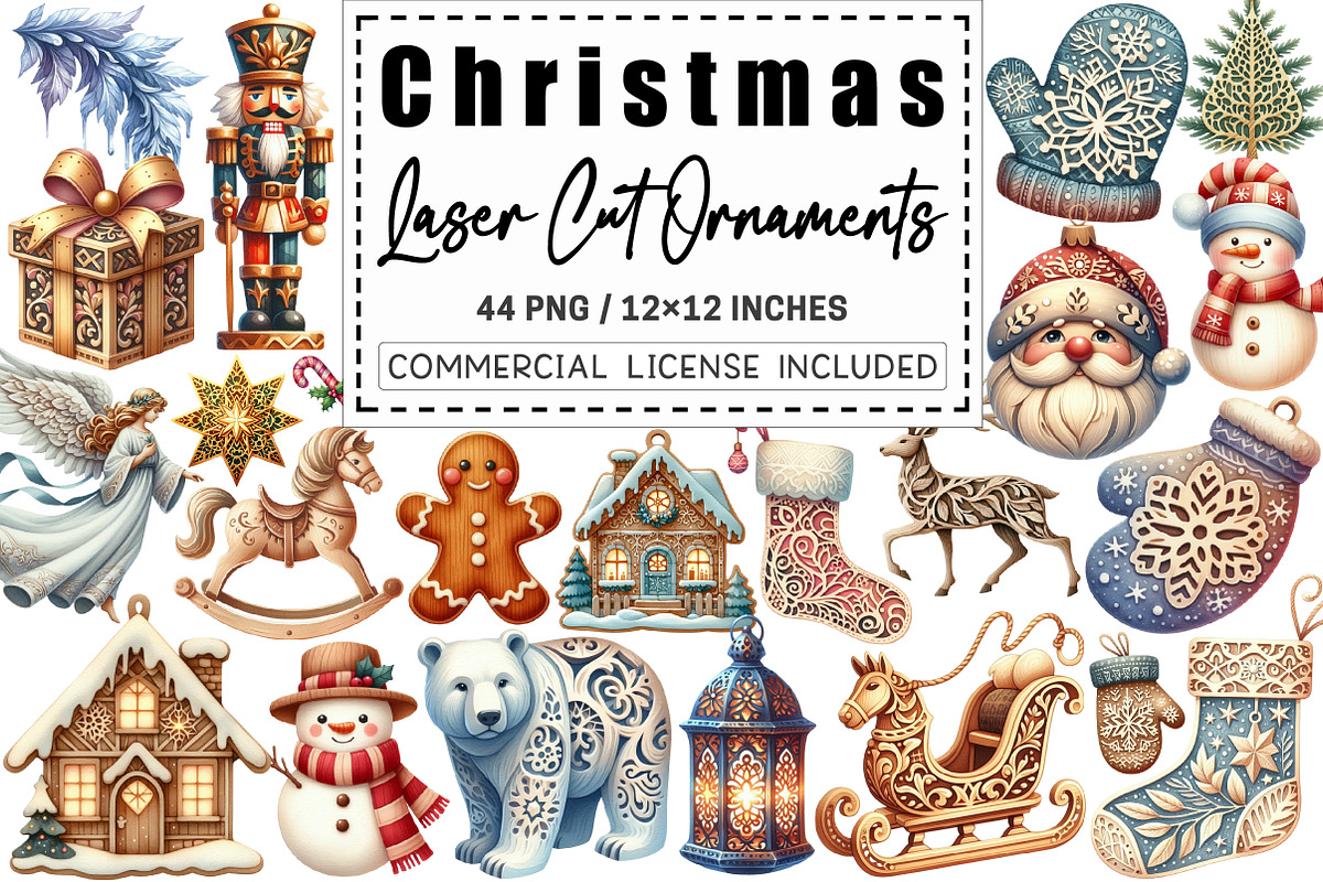 Christmas Laser Cut Ornaments Bundle, a Graphic by CitraGraphics (Photo 1 of 4)