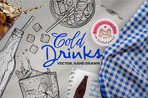 Hand drawn outline cold drinks, a Food Illustration by MuzaInspires