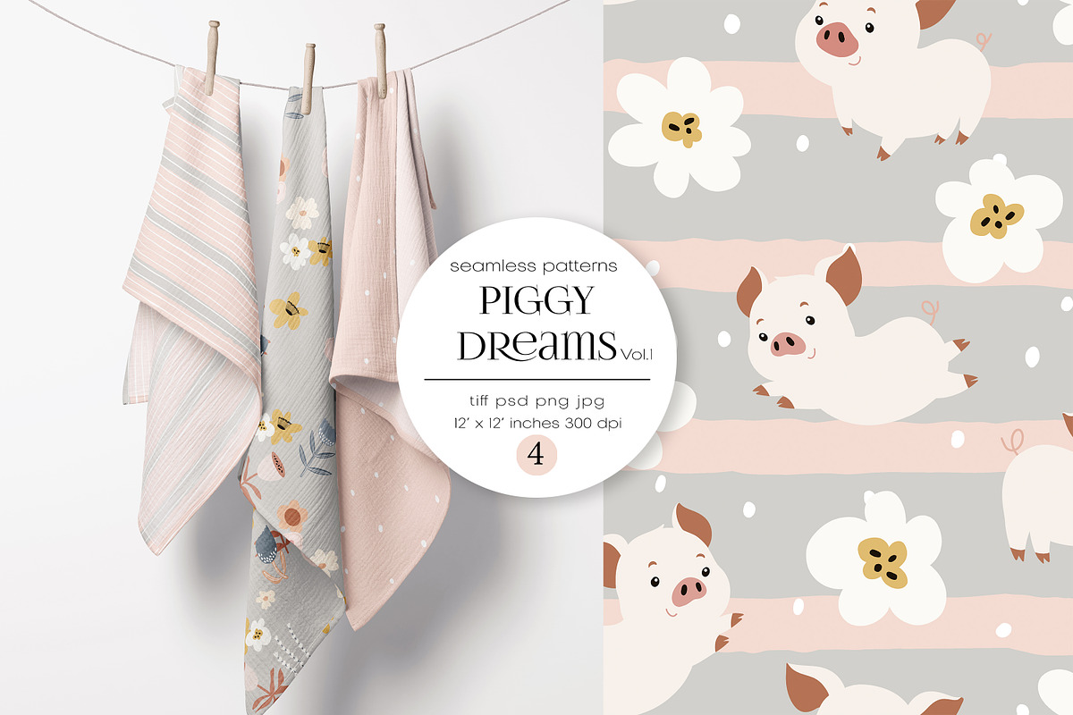 Kids Seamless Pattern Set, a Pattern Graphic by PROTEA Watercolor Studio (Photo 1 of 7)