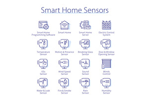 Smart home sensors icons pack