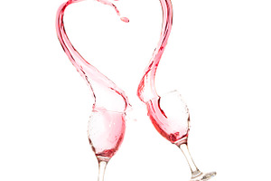 Cup of red wine valentine heart