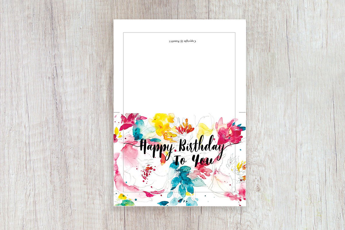 watercolor festive birthday card, a Card Template by TurquoiseDesign (Photo 4 of 4)