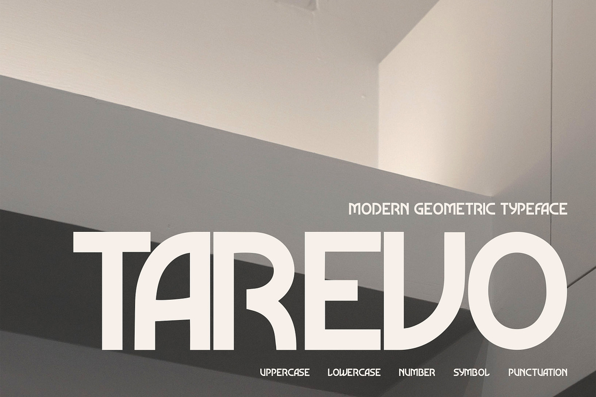 Tarevo - Modern Geometric Typeface, a Sans Serif Font by Pitchlook.Studio (Photo 1 of 4)