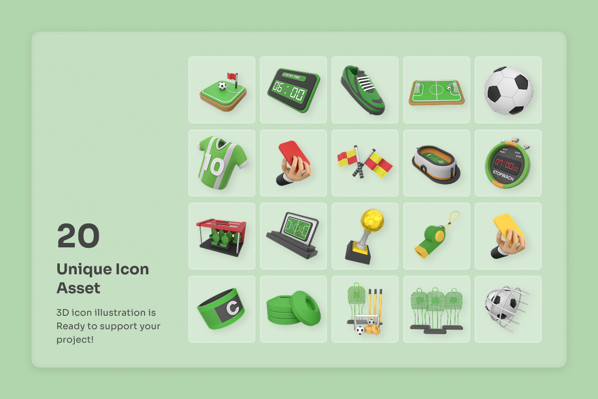 Soccer 3D Icon Pack - Kickra, a Sport Illustration by twinstd (Photo 6 of 6)