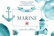 Marine Watercolor Collection, a Texture Illustration by WinWinFolly (Thumbnail 1 of 7)