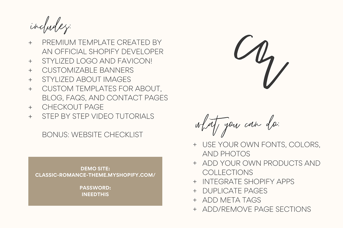 Shopify Template | Classic Romance, a Templates & Theme by Easy Website Themes (Photo 9 of 9)