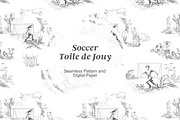 Soccer Toile de Jouy Pattern, a Background Graphic by Hughes Studio (Thumbnail 1 of 8)