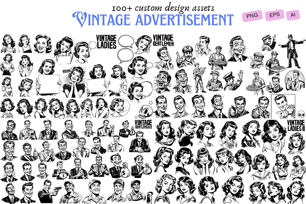 vintage advertisement design assets, an Object Graphic by Studio.Valhalla (Photo 1 of 2)