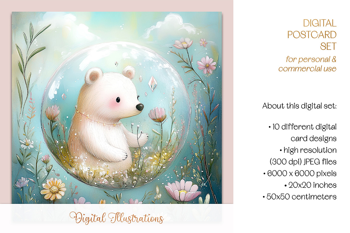 Spring Crystal Fantasy Postcards, an Animal Illustration by The Dutch Lady Designs (Photo 4 of 6)