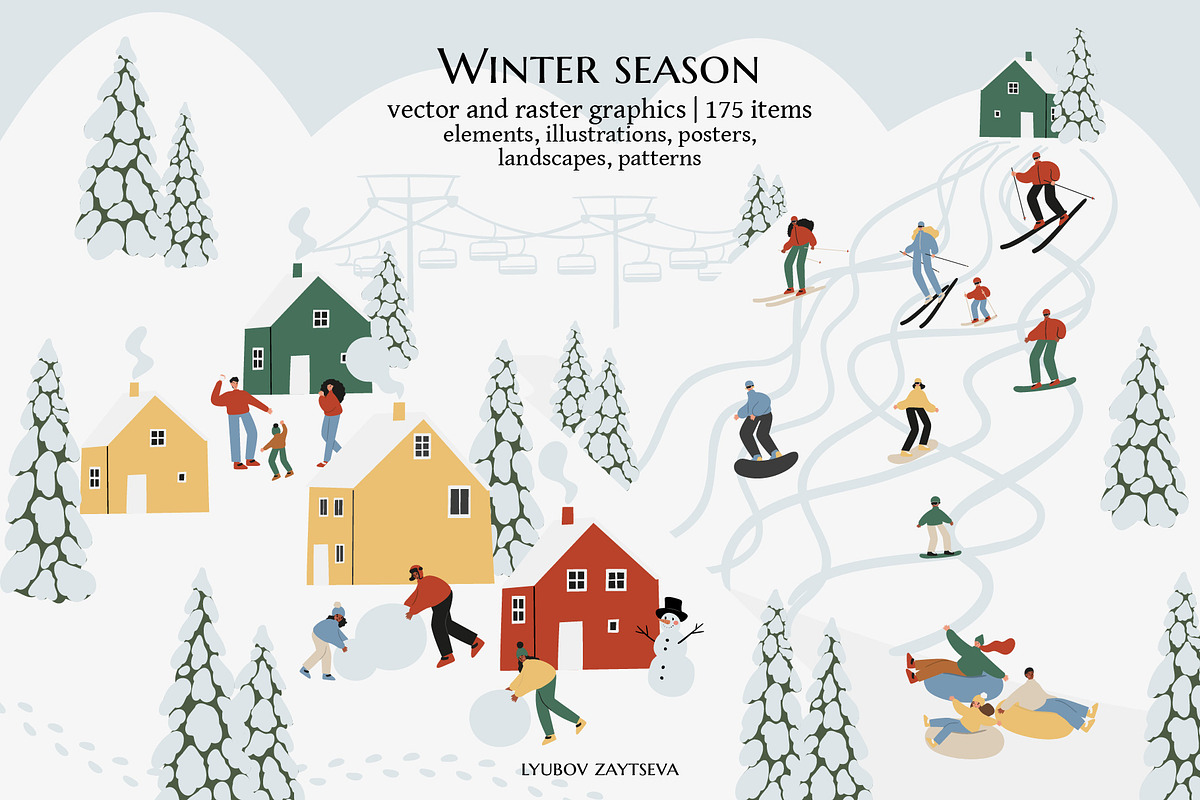 Winter season clipart, a Seasonal Illustration by LyubovZaytseva (Photo 1 of 15)