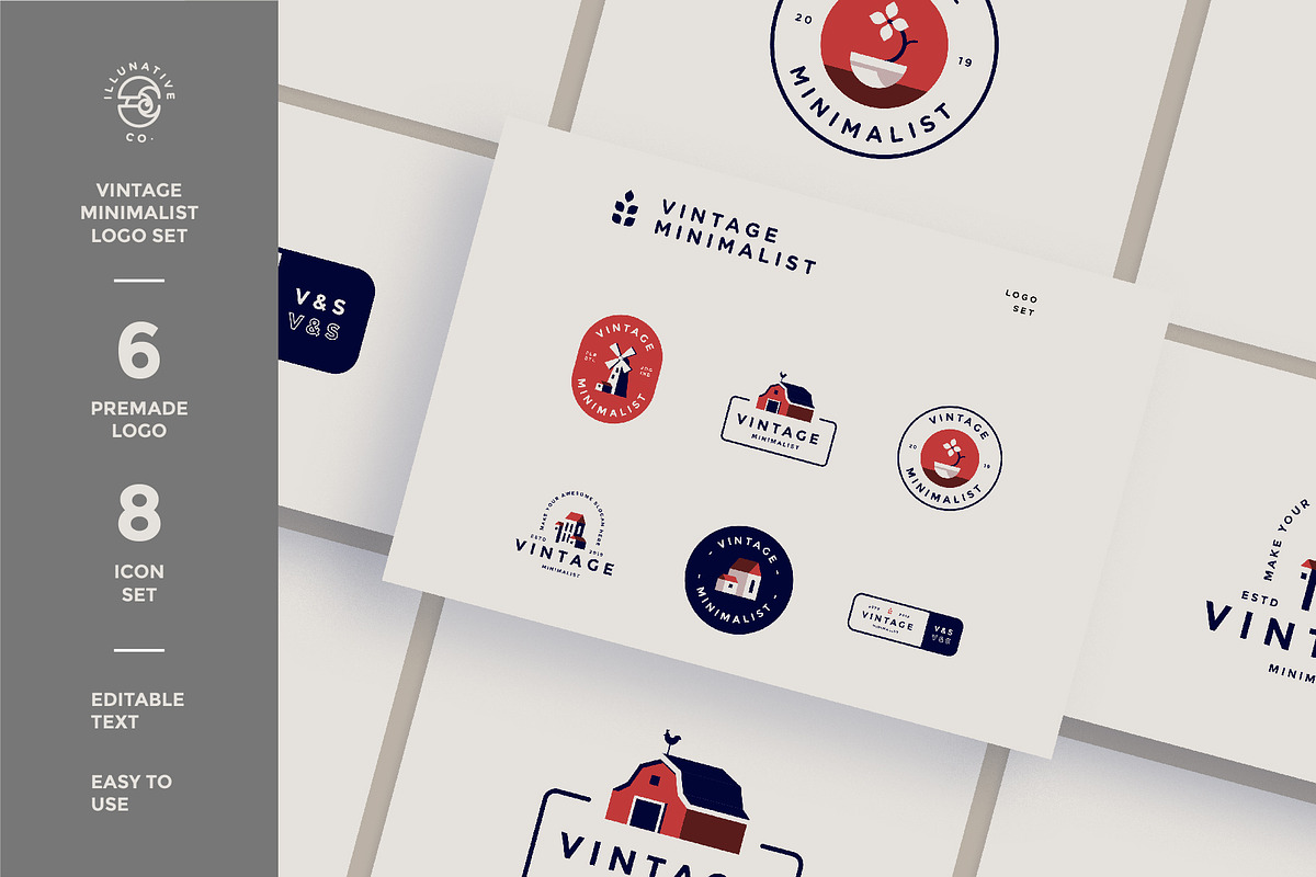 6 Vintage Minimalist Farm Logo Set, a Branding & Logo Template by Ikhwan Hakim (Photo 1 of 7)