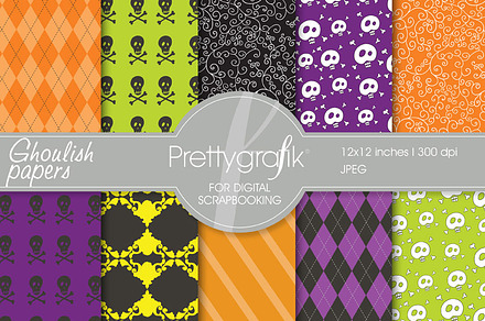 Halloween digital paper, commercial preview 3