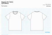Regular-fit T-shirt Flat Sketch, a Shirt Mockup by moreeestudio (Thumbnail 1 of 3)