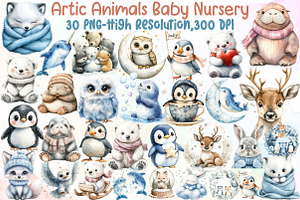 Artic Animals Baby Nursery Cliparts, an Illustration by Sublimation Artist
