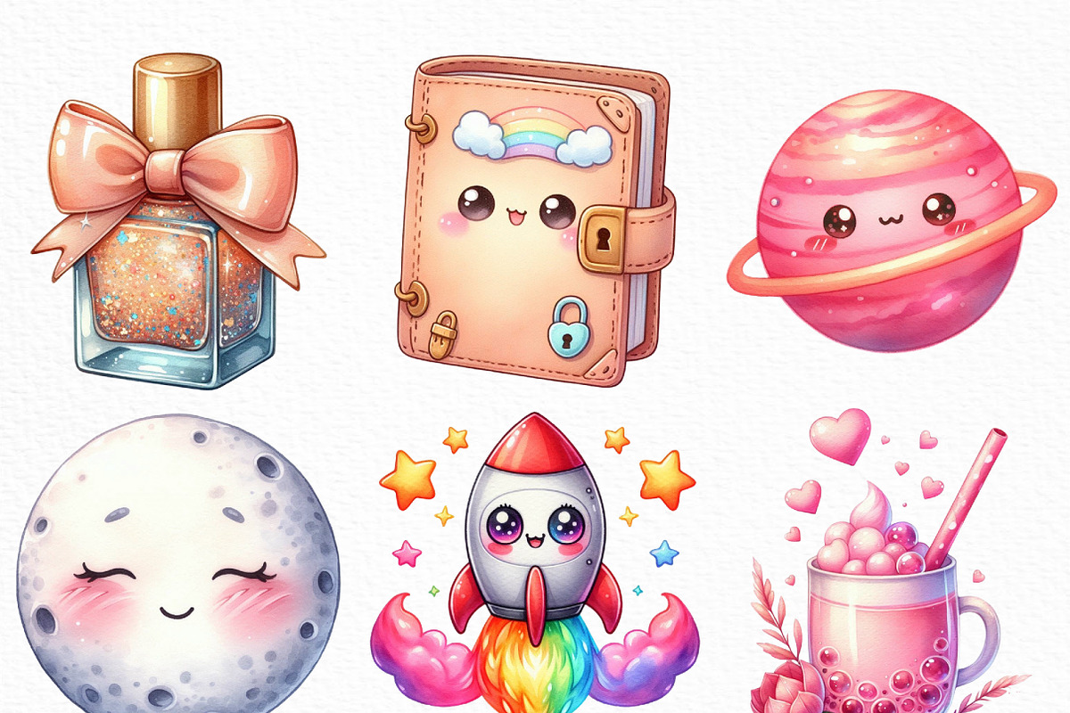 Kawaii Girly Aesthetic Clipart, an Illustration by Craft Nest (Photo 5 of 6)
