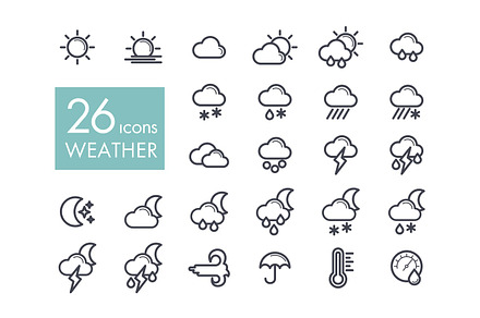 Meteorology Weather flat icons set, an Illustration by Nasik-Nosik