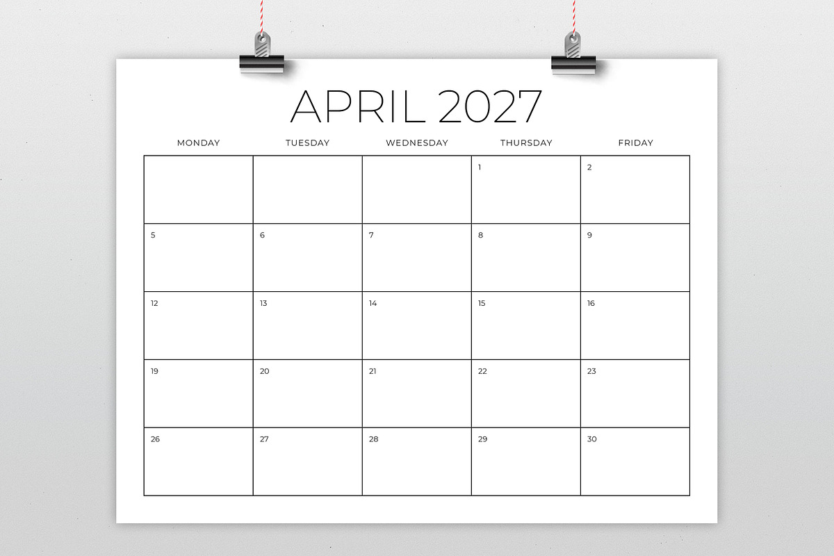 2026 8.5x11 MON-FRI Calendar, a Stationery Template by Running With Foxes (Photo 2 of 5)