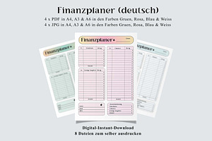 Finanzplaner German PDF JPG A4 A3 A6, a Stationery Template by EdeniaArtStudio