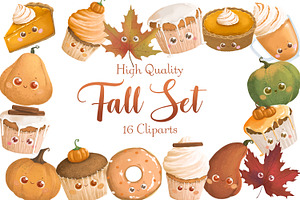 16 HQ Kawaii Fall Elements Clipart