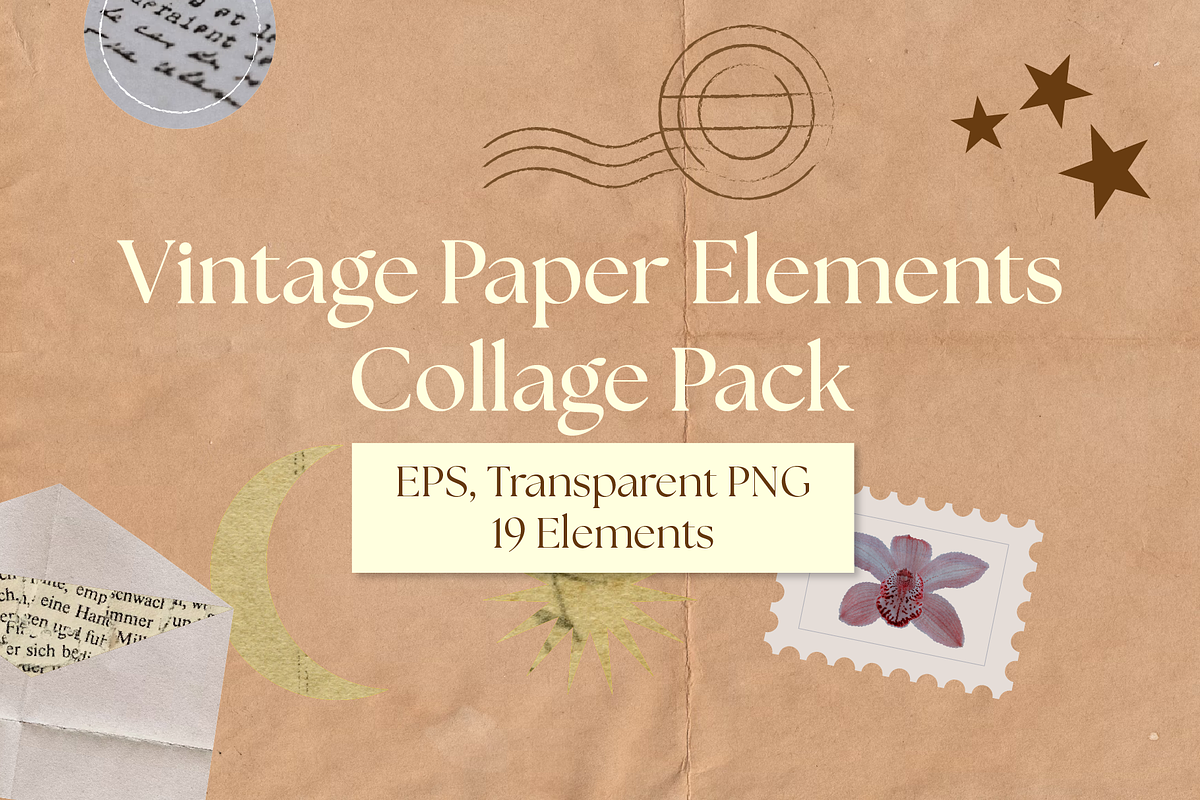 Vintage Paper Elements Collage Pack, an Object Graphic by JuliesDesign (Photo 1 of 5)