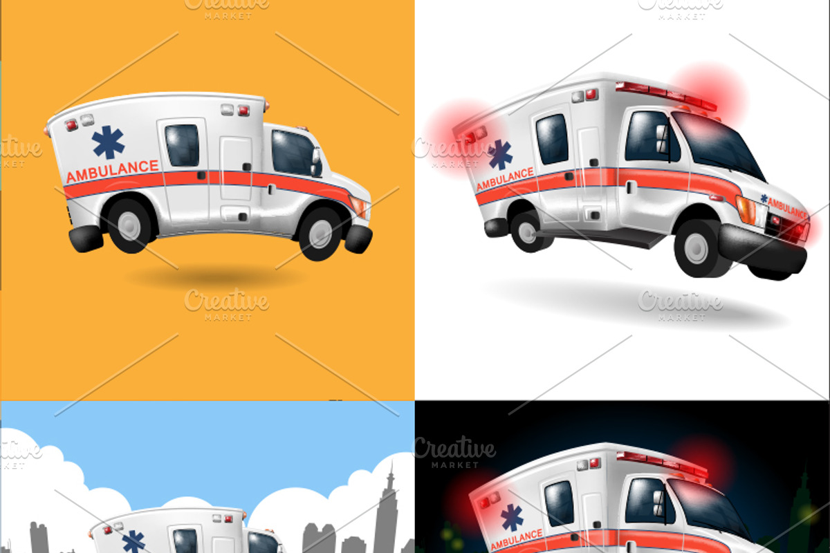 ambulance speeding ,vector cartoon, a Healthcare Illustration by iconerstock (Photo 2 of 2)