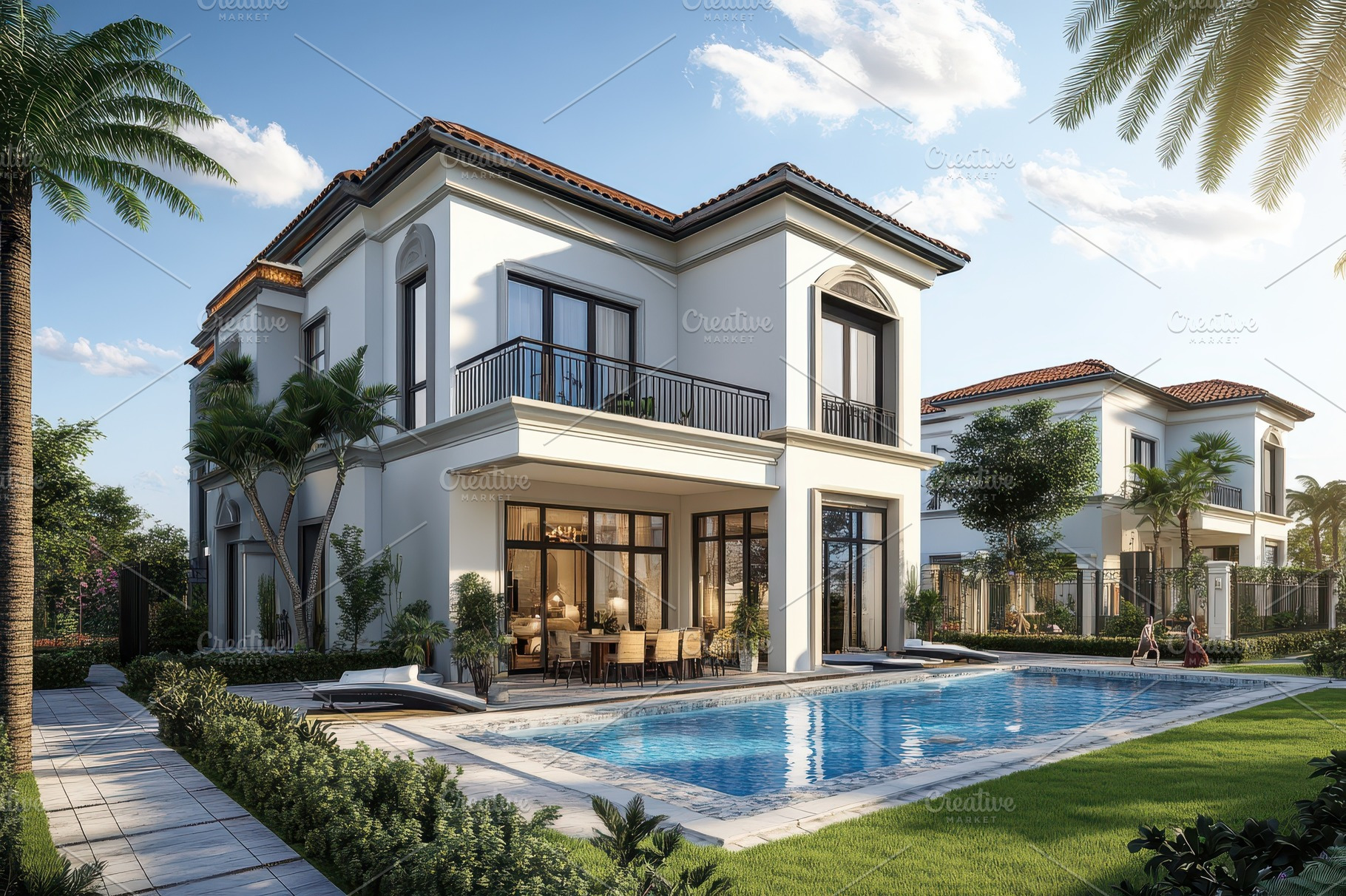 Luxurious Mediterranean Villa with P, an Abstract Photo by Pixeness